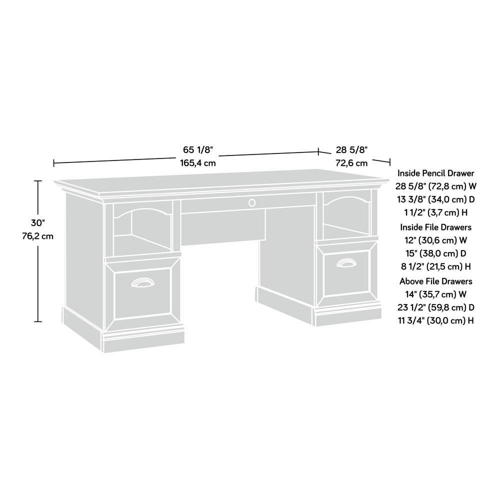 Pebble Pine Brown Executive Desk with Drawers and Filing Cabinet