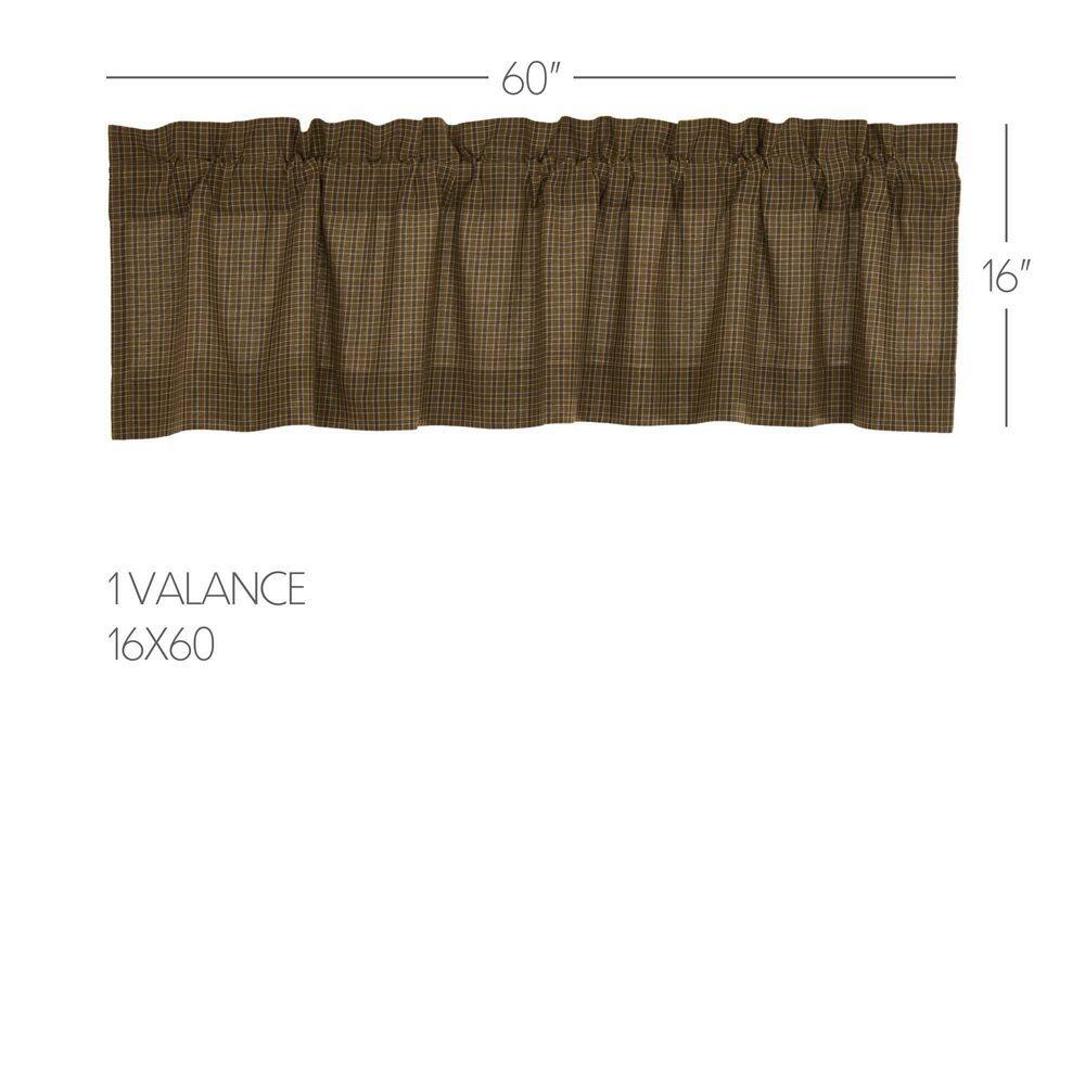 Moss Green Plaid Cotton Rod Pocket 60" Window Valance