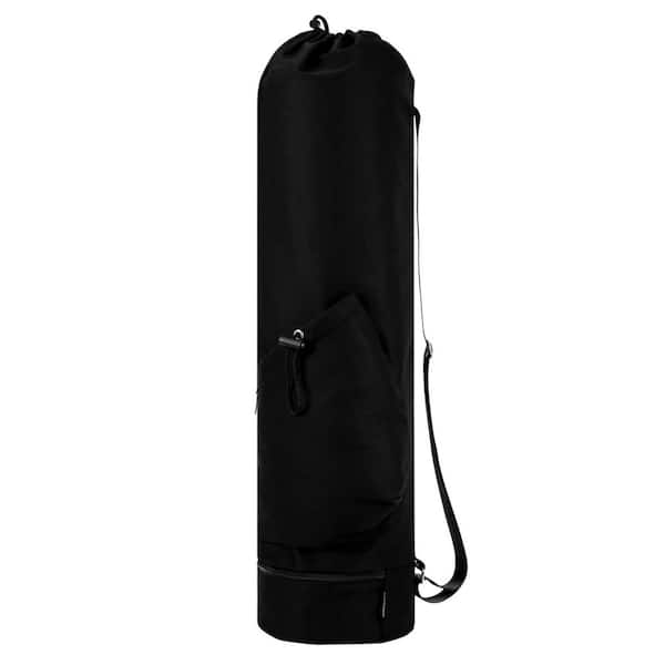 31 ft. Black Polyester Water-Resistant Yoga Mat Bag with Wet Pocket and Water Bottle Pocket, 1 Piece