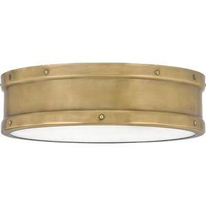 Ahoy 12.75 in. Weathered Brass LED Flush Mount