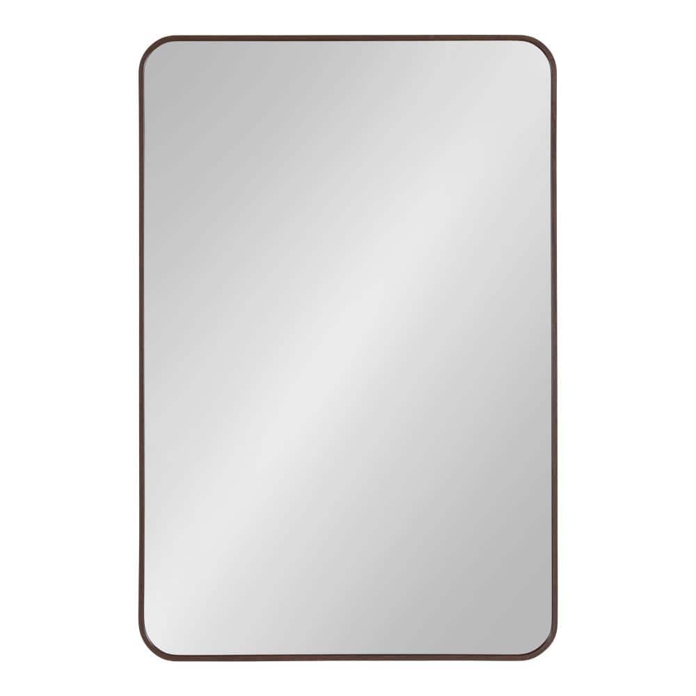 Zayda Sleek Walnut Brown Aluminum Rectangular Wall Mirror 24x36