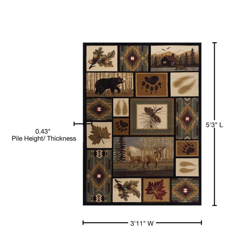 Nature Lodge 4' x 6' Blue Spot Synthetic Rectangular Rug