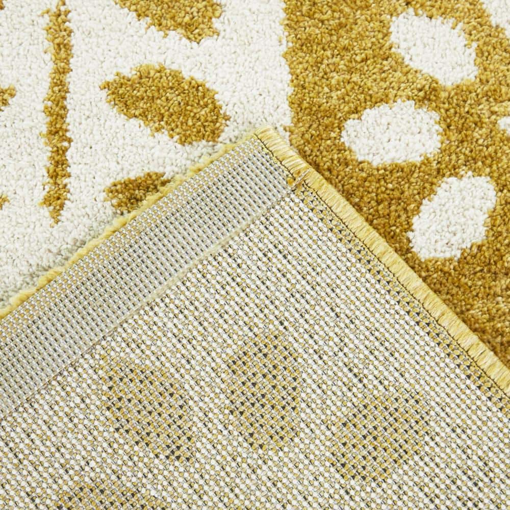 Karol Gold and White Floral Rectangular Kids Area Rug