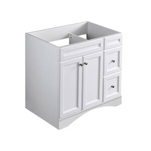 35.26 in. W x 21.45 in. D x 34.71 in. H Bath Vanity Cabinet without Top in white with 2 drawers; with 2 doors;