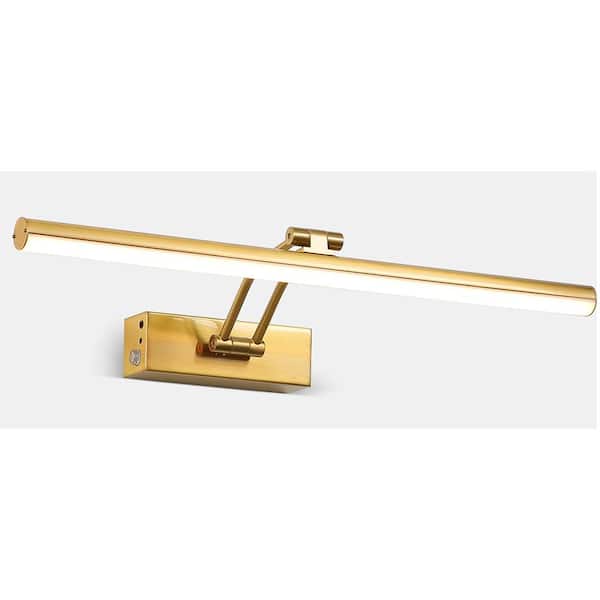 Unbranded Wireless Rechargeable 16 in. Wall Mounted Curved Arm Copper LED Picture Light with Remote Control