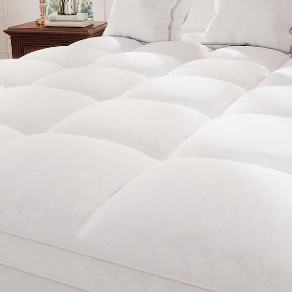 White Extra Thick Mattress Pad Cover Back 8-25" Elastic Deep Pocket Down Alternative King Mattress Topper