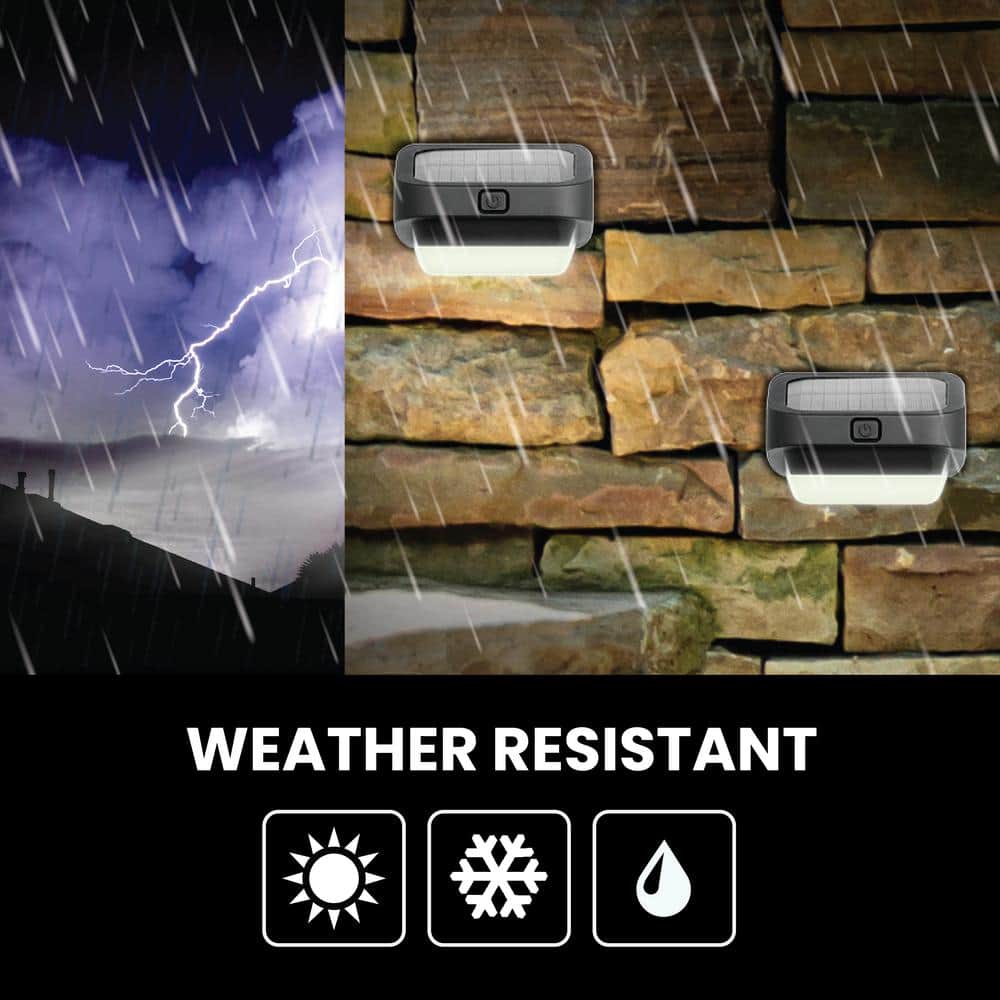 Black Solar LED Fence Lights with Color Changing Mode, 4-Pack