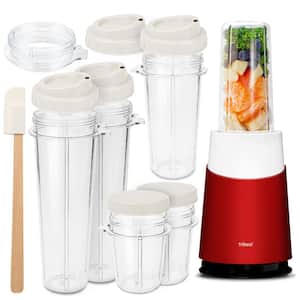 Mason Jar Ready Personal 24 oz. 1-Speed Red Blender 2-Family Pack