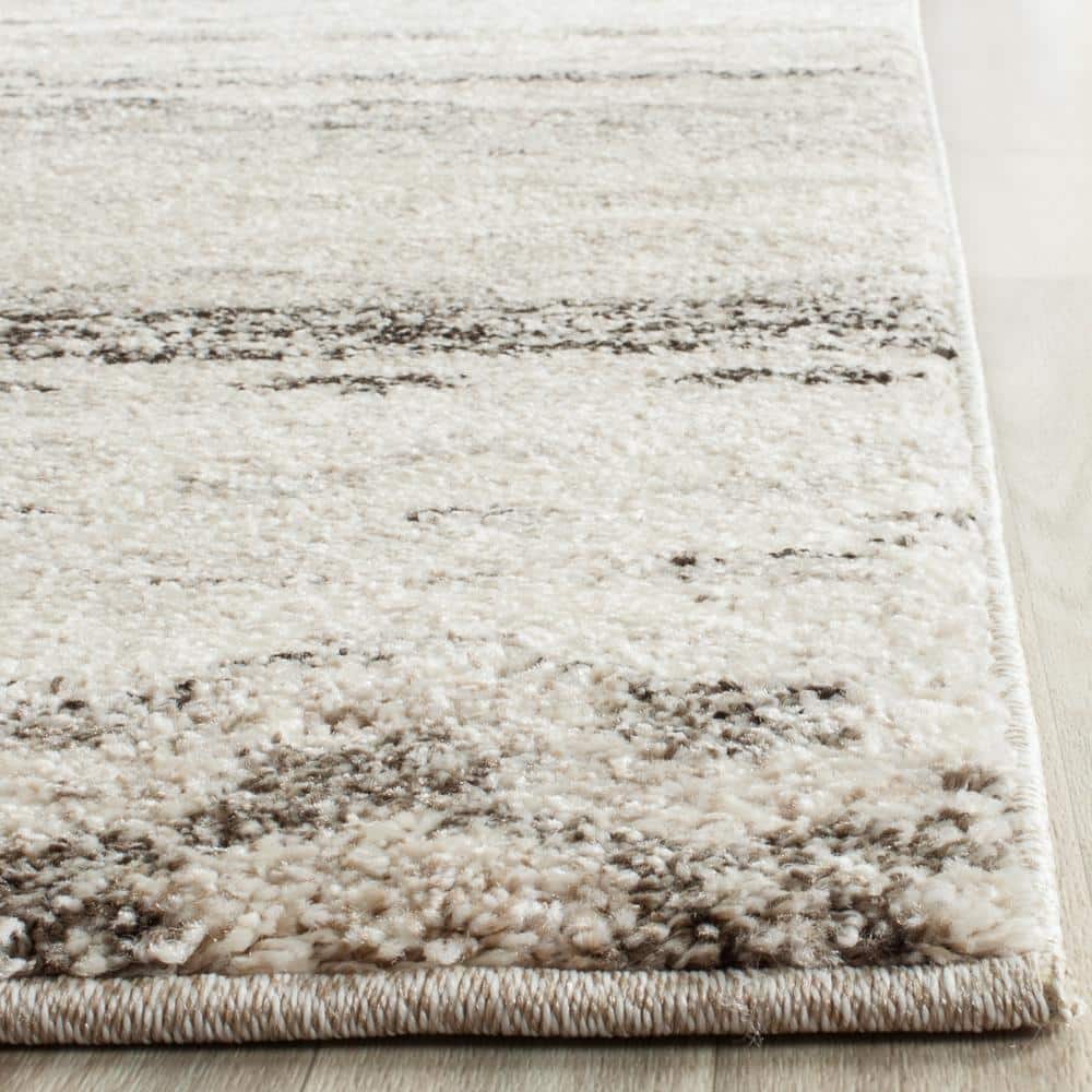 Abstract Gray Shag 9' x 12' Hand-Knotted Synthetic Area Rug