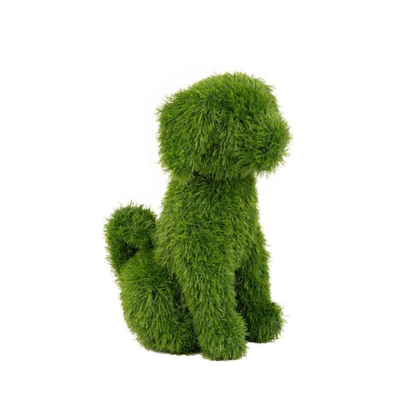 15 in. Green Artificial Turf Topiary Sitting Dog