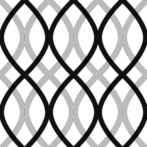 Beacon House Contour Black Geometric Lattice Strippable Roll Wallpaper (Covers 56 sq. ft.)
