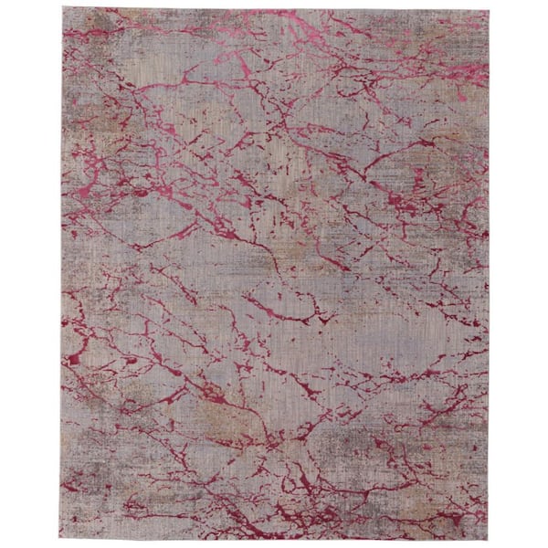 10 ft. x 13 ft. Pink, Taupe, Gray Abstract Area Rug