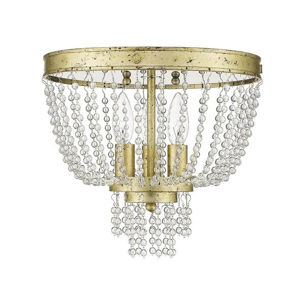 Livex Lighting Valentina 3 Light Hand Applied Winter Gold Flush