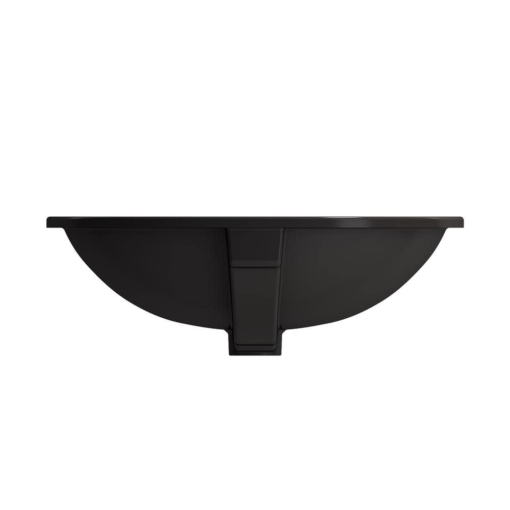 Matte Black Ceramic Round Undermount Bathroom Sink with Overflow