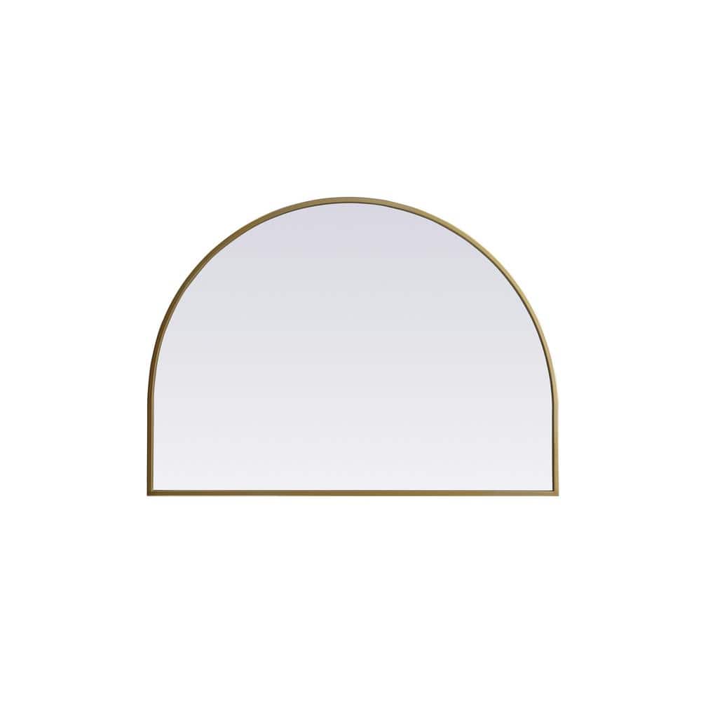 Simply Living 33 in. W x 24 in. H Arch Metal Framed Brass Mirror