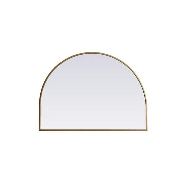 Unbranded Simply Living 33 in. W x 24 in. H Arch Metal Framed Brass Mirror