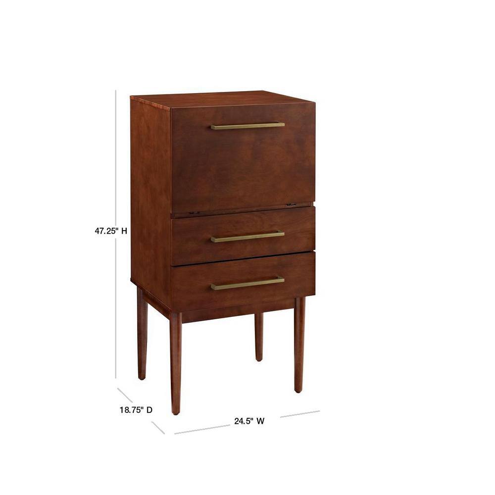Vintage Mahogany Mid-Century Modern Bar Cabinet with Drawers