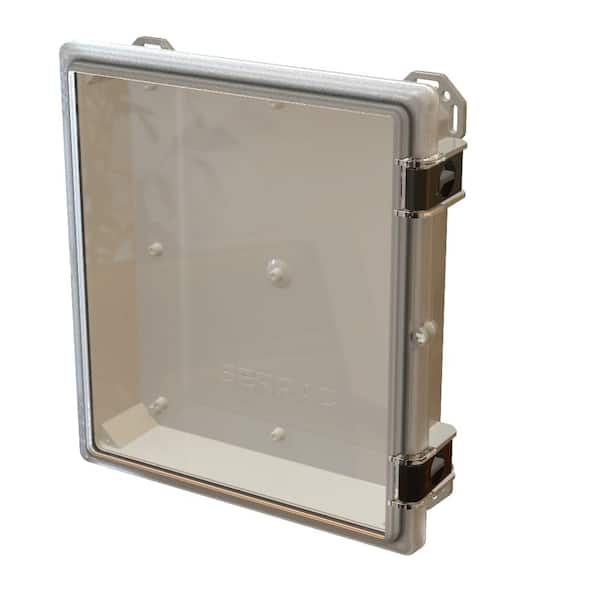 Serpac Nema 4x I602 Hinged Latch Top 17.8 in. L x 16.3 in. W x 4.2 in. H Polycarbonate Electronic Cabinet Enclosure Clear/Gray
