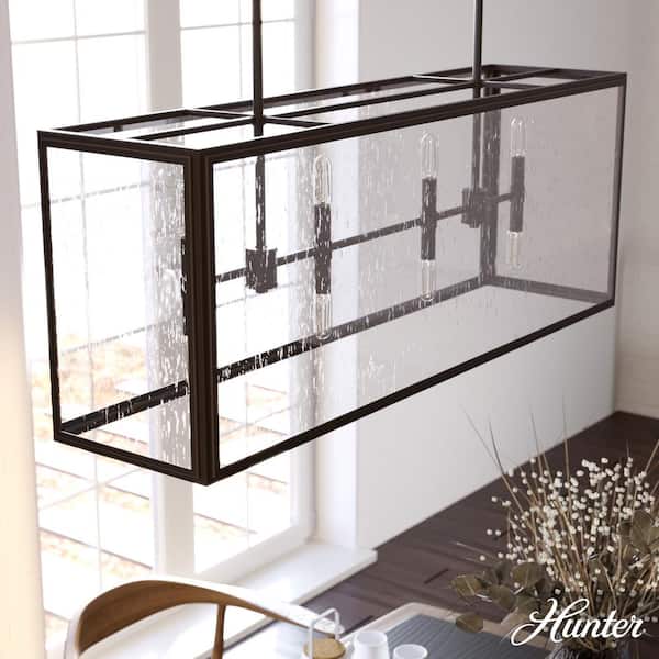 Hunter Felippe 8-Light Onyx Bengal Island Chandelier with Seeded Glass Shade Kitchen Light