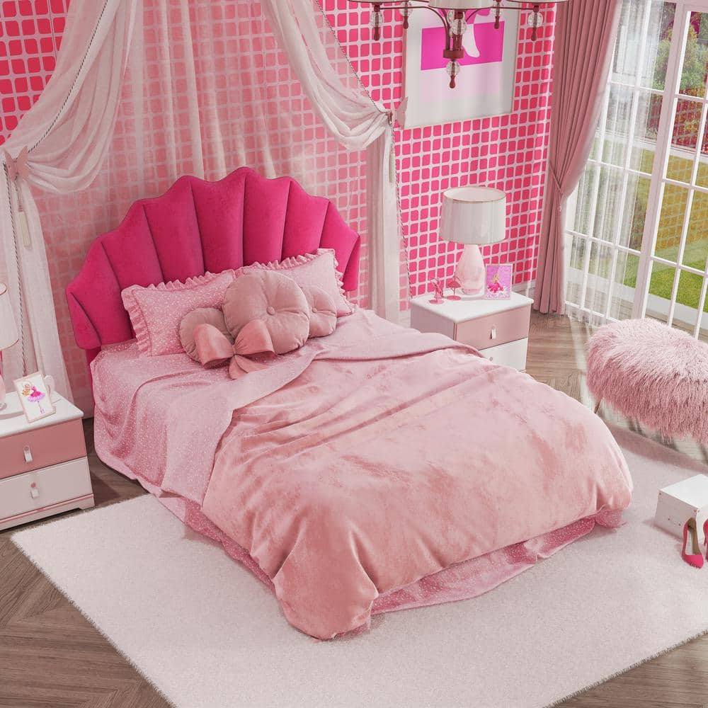 Pink Faux Velvet Tufted Full/Queen Upholstered Headboard