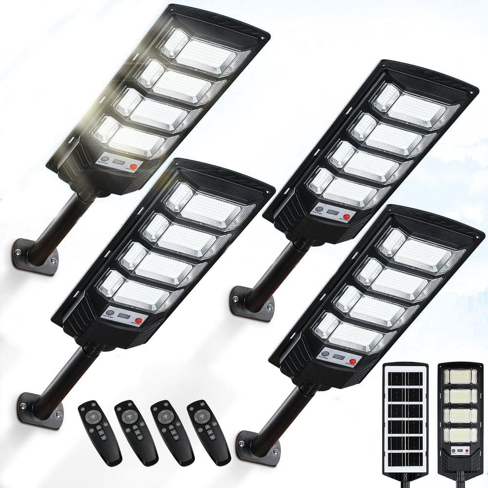 4 Pack 10000 Lumen 6500K LED Solar Street Light Outdoor 6500K Wide Angle Dusk to Dawn Work Light Motion Sensor Remote price history on PriceWatchPro