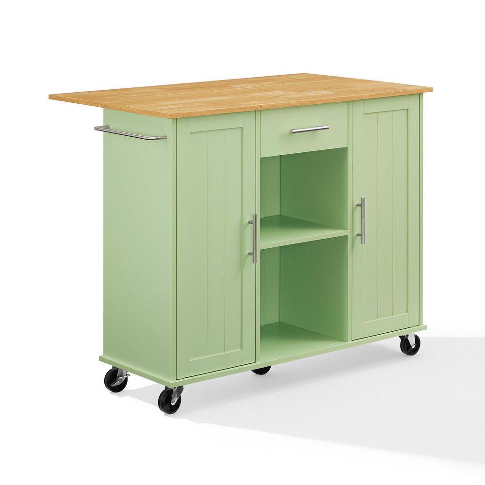 Stella Mint Wood Kitchen Cart with Cabinets