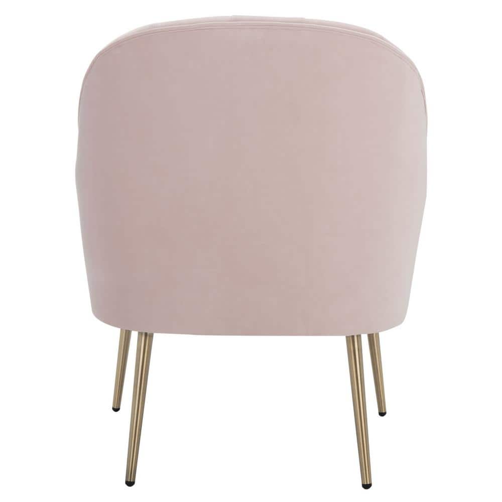 Areli Light Pink Velvet and Gold Accent Chair