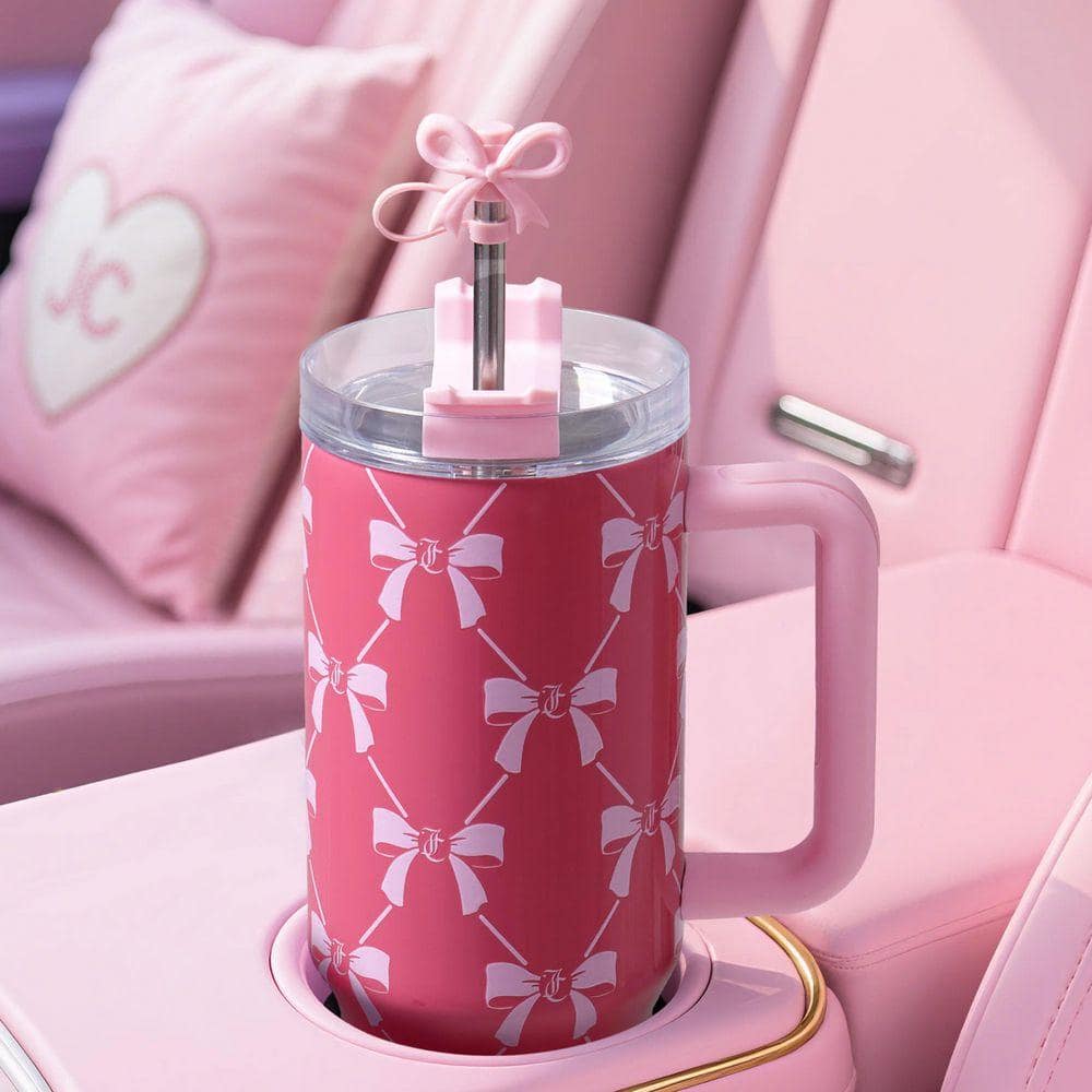 JUICY COUTURE Jetsetter 40 oz. Pink Bow Trellis Stainless Steel
