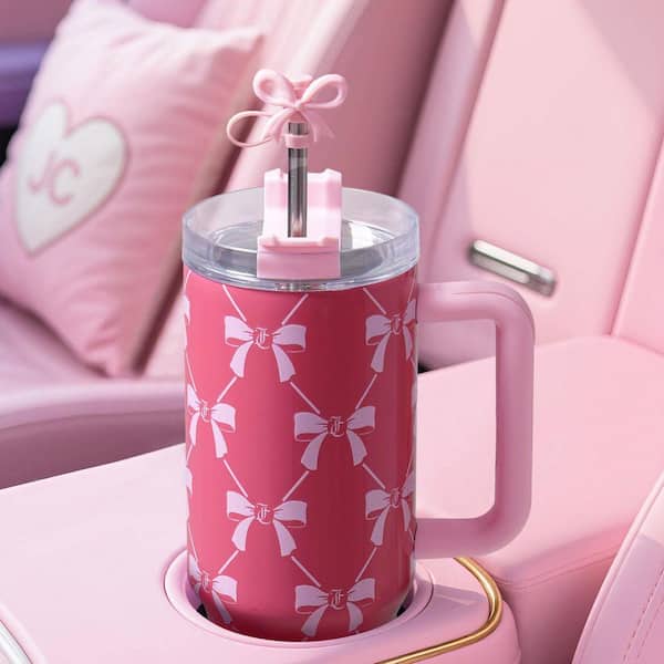 JUICY COUTURE Jetsetter 40 oz. Pink Bow Trellis Stainless Steel