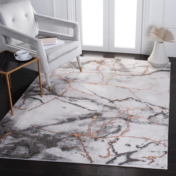 Craft Gray/Brown 5 ft. x 5 ft. Distressed Abstract Square Area Rug