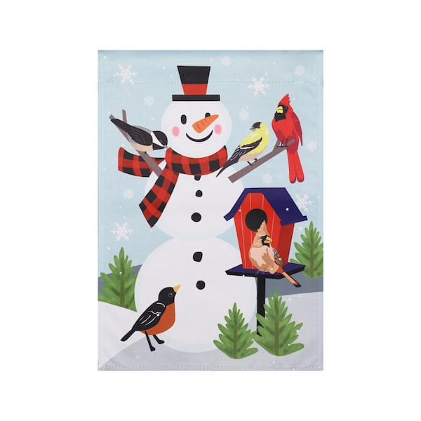 12 in. x 18 in. Snowman and Cardinal Garden Flag