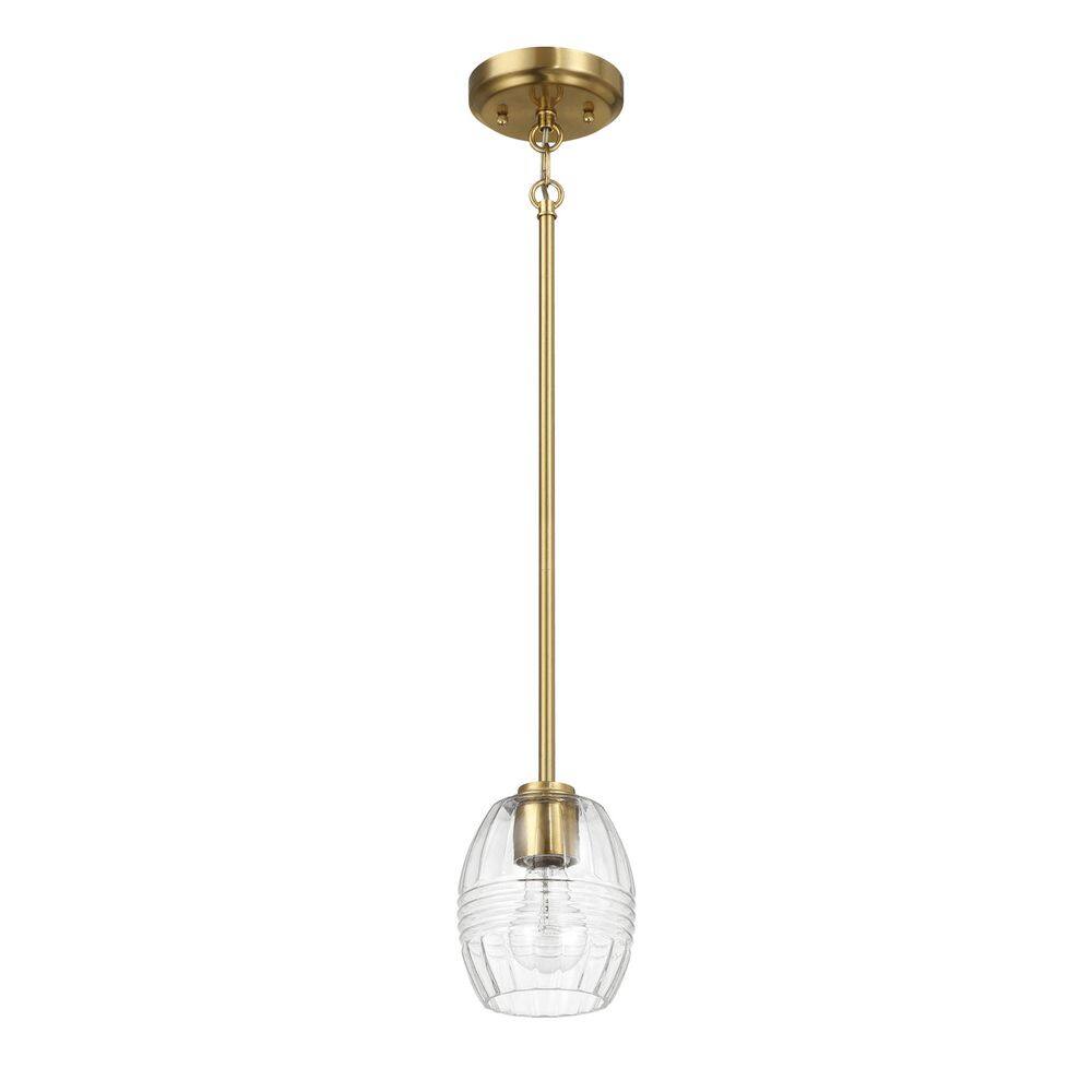60-Watt 1-Light Gold Pendant Light with Clear Glass Shade, No Bulbs Included price history on PriceWatchPro