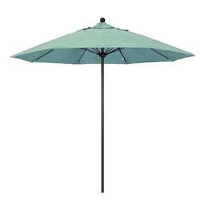 9 ft. Bronze Aluminum Commercial Market Patio Umbrella with Fiberglass Ribs and Push Lift in Spa Sunbrella