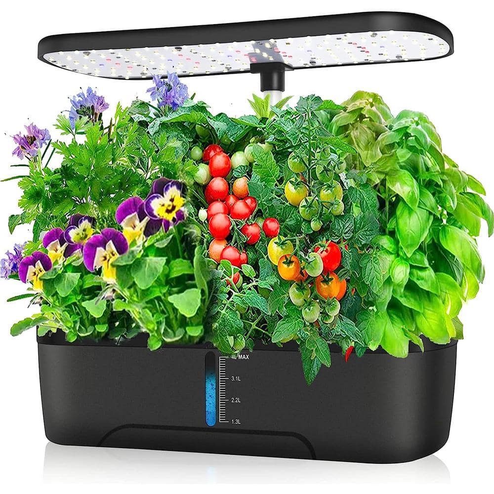 EVEAGE 16 in. Black 12 Pods Hydroponics Growing System with
