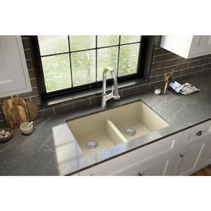 Quartz Bisque 32 in. 50/50 Double Bowl Composite Undermount Kitchen Sink