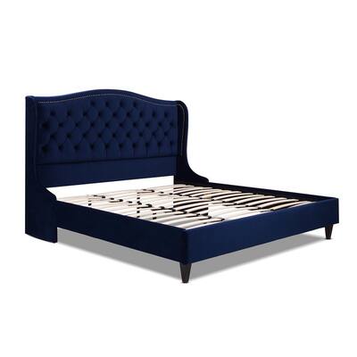 Navy Blue Velvet Beds Bedroom, Blue Velvet Bed Frame And Headboard Sets