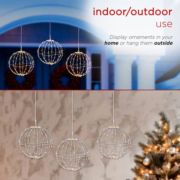 Alpine Corporation 13 in. Tall Large Hanging Christmas Ball Ornament with  LED Lights, Silver LPA108L-SL - The Home Depot