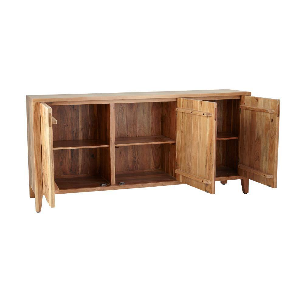 Brown Wood Adjustable Shelving Lockable Sideboard Cabinet