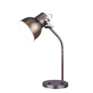 21.5 in. Rust Brushed Steel Metal Table Lamp in a Modern Task Lamp Style
