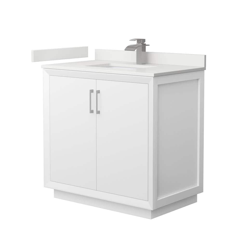 Strada 36 in. W x 22 in. D x 35 in. H Single Bath Vanity in White with White Quartz Top price history on PriceWatchPro