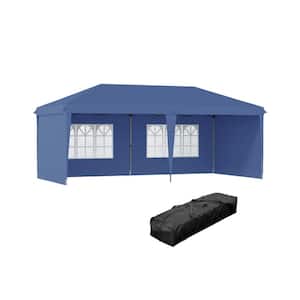10 ft. x 20 ft. Outdoor Steel Event/Party Pop Up Tent Canopy and Gazebo with 4 Sidewalls in Blue