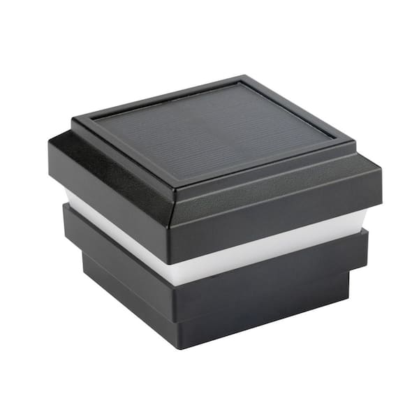 Aura 4 in. x 4 in. Black Plastic Solar Post Cap (2-Pack)