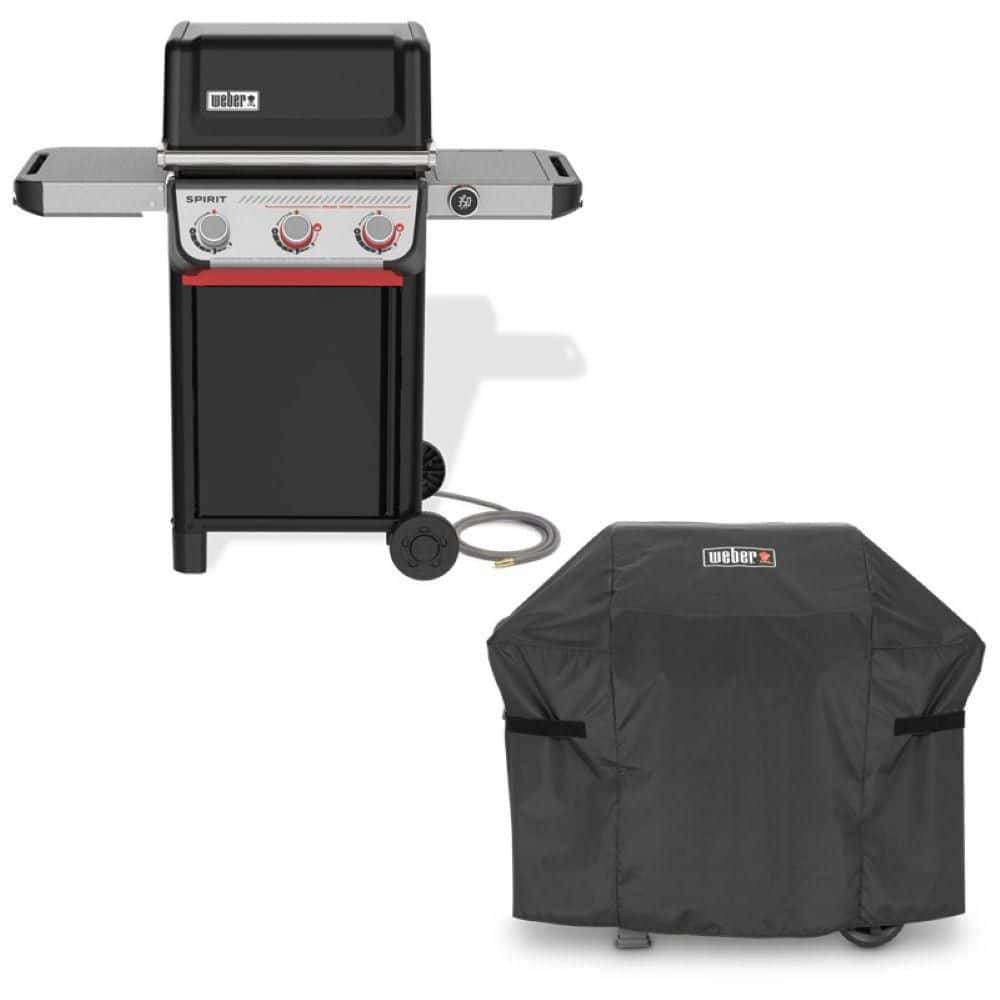 Spirit Smart EX-325 3-Burner Natural Gas Grill in Black with Wi-Fi Enabled Digital Thermometer with Premium Grill Cover