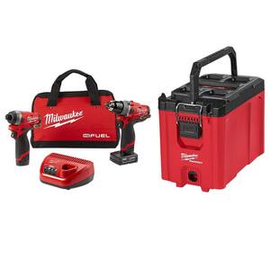 M12 FUEL 12-Volt Lithium-Ion Brushless Cordless Hammer Drill & Impact Driver Combo Kit and PACKOUT Compact Tool Box