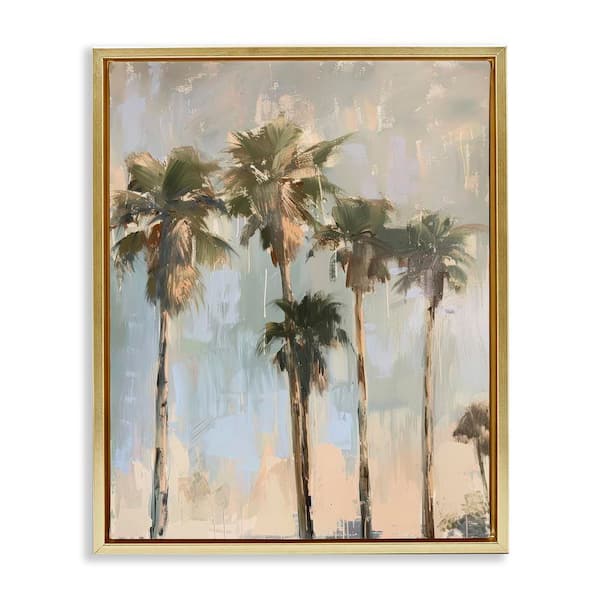 Stupell Industries Painterly Palm Trees by Petal Prints Design Gold Floater Frame Nature Graphic Art Print 21 in. x 17 in.