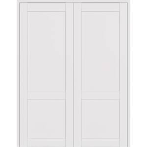 60 in. x 84 in. 2-Panel Shaker Both Active Snow White Wood Composite Solid Core Double Prehung Interior Door