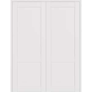 2 Panel Shaker 48 in. x 96 in. Both Active Snow White Wood Composite Solid Core Double Prehung Interior Door