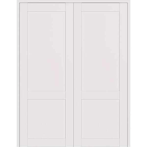 Belldinni 56 in. x 84 in. 2-Panel Shaker Both Active Snow White Wood Composite Solid Core Double Prehung Interior Door