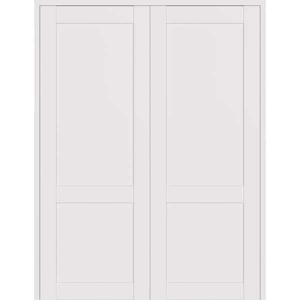 Belldinni 2 Panel Shaker 4880 in. Both Active Snow White Wood Composite Solid Core Double Prehung Interior Door