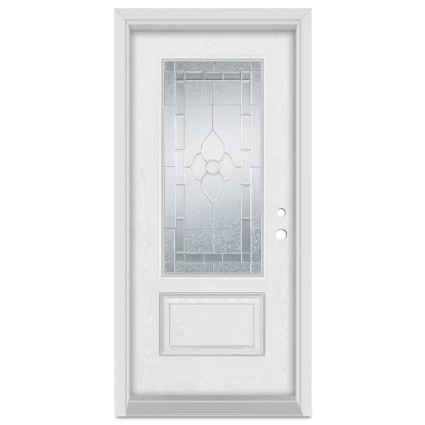 Stanley Doors 36 in. x 80 in. Traditional Left-Hand 3/4 Lite Zinc Finished Fiberglass Oak Woodgrain Prehung Front Door